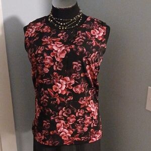 Notations Black and Pink Floral Blouse